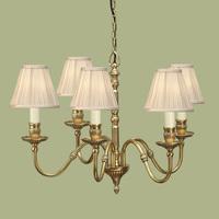 Interiors 1900 63815 Fitzroy 5 Light Ceiling Pendant Light In Mellow Brass With Beige Shades