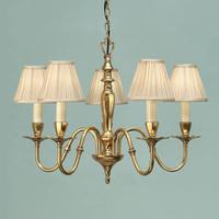 Interiors 1900 63794 Asquith 5 Light Ceiling Pendant In Brass With Beige Shades