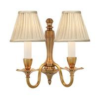 Interiors 1900 63793 Asquith Twin Wall Light In Brass With Beige Shades