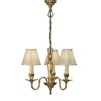 Interiors 1900 63795 Asquith 3 Light Ceiling Pendant Light In Brass With Beige Shades
