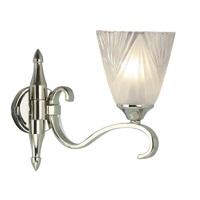 Interiors 1900 63456 Columbia 1 Light Wall Light In Nickel With Deco Style Glass Shades