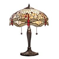 Interiors 1900 64085 Dragonfly Beige Tiffany Medium Table Lamp With Shade - Height: 580mm