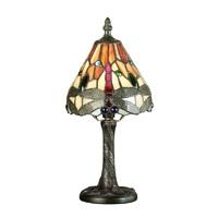 Interiors 1900 64100 Dragonfly Flame Tiffany Mini Table Lamp With Shade - Height: 320mm