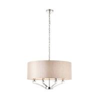 Interiors 1900 70074 Vienna 4 Light Ceiling Pendant Light In Polished Nickel With Beige Shade