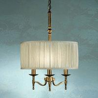 Interiors 1900 63630 Stanford Antique Brass 3 Light, One Shade Ceiling Pendant Light With Beige Shade