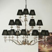 Interiors 1900 63639 Stanford Nickel 21 Light Ceiling Pendant Light In Nickel With Black Shades