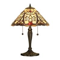 Interiors 1900 64007 Chatelet Tiffany Medium 2 Light Table Lamp In Bronze With Shade
