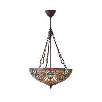 Interiors 1900 70744 Anderson Tiffany Large Inverted 3 Light Ceiling Pendant In Bronze