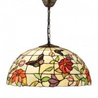 Interiors 1900 63995 Butterfly Tiffany Large 3 Light Ceiling Pendant In Bronze - Dia: 500mm