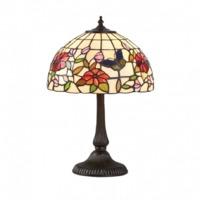 Interiors 1900 63998 Butterfly Tiffany Small 1 Light Table Lamp In Bronze With Shade - Height: 445mm