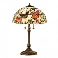 Interiors 1900 63997 Butterfly Tiffany Medium Table Lamp In Bronze With Shade - Height 610mm