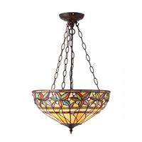 Interiors 1900 66401 Ashstead Tiffany Large Inverted 3 Light Ceiling Pendant In Bronze