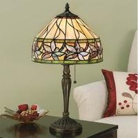 Interiors 1900 63915 Ashstead Tiffany Small 1 Light Table Lamp In Bronze With Shade - Height: 540mm