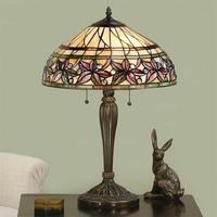 Interiors 1900 63916 Ashstead Tiffany 2 Light Medium Table Lamp In Bronze With Shade - Height: 580mm
