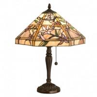 Interiors 1900 64021 Clematis Tiffany Medium 2 Light Table Lamp In Bronze With Shade