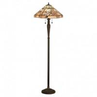 Interiors 1900 64018 Clematis Tiffany 2 Light Floor Lamp In Bronze With Shade