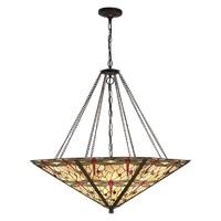 Interiors 1900 64077 Dragonfly Beige Tiffany Mega Panel Inverted 8 Light Ceiling Light