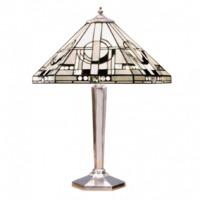 Interiors 1900 64260 Metropolitan Tiffany 2 Light Medium Table Lamp In Polished Aluminium And Glass