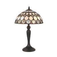 Interiors 1900 70368 Missori Tiffany 2 Light Small Table Lamp In White And Brown Scallops