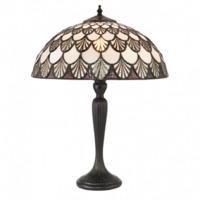 Interiors 1900 71091 Missori Tiffany 1 Light Medium Table Lamp In White And Brown Scallops