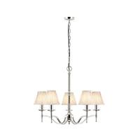 Interiors 1900 63631 Stanford Nickel 5 Light Ceiling Pendant Light In Nckel With Beige Shades