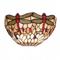 Interiors 1900 64101 Dragonfly Beige Tiffany 1 Light Wall Light In Bronze With Shade