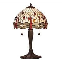 interiors 1900 64086 dragonfly beige small table lamp in bronze with s ...