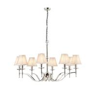 Interiors 1900 63635 Stanford Nickel 8 Light Ceiling Pendant Light In Nickel With Beige Shades