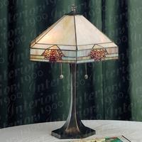 Interiors 1900 64286 Nevada Tiffany Large 2 Light Table Lamp In Natural Shades