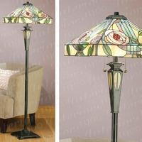Interiors 1900 64383 Willow Tiffany 2 Light Floor Lamp With Mackintosh Rose Style