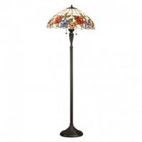 Interiors 1900 64028 Country Border Tiffany 2 Light Floor Lamp In Bronze With Shade