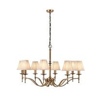 Interiors 1900 63629 Stanford Brass 8 Light Ceiling Pendant In Brass With Beige Shades
