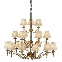 Interiors 1900 63625 Stanford Brass 21 Light Ceiling Pendant Light In Antique Brass With Beige Shades