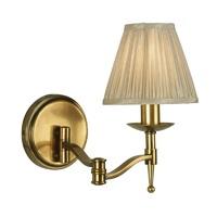 Interiors 1900 63655 Stanford Antique Brass Swing Arm 1 Light Wall Light With Beige Shade In Brass