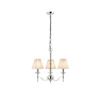 Interiors 1900 63633 Stanford Nickel 3 Light, 3 Arm Ceiling Pendant Light In Nickel With Beige Shades
