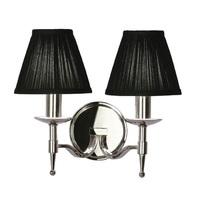 Interiors 1900 63659 Stanford Nickel 2 Light Wall Light In Nickel With Black Shades