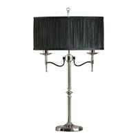Interiors 1900 63652 Stanford Nickel 2 Light Table Lamp In Nickel With Black Shade