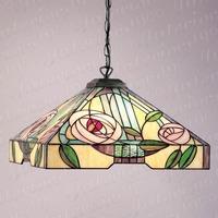 INTERIORS 1900 64384 Willow Tiffany Large Ceiling Pendant Light With Mackintosh Rose Style
