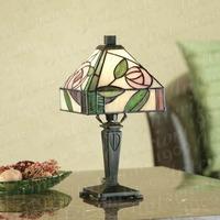Interiors 1900 64388 Willow Tiffany 1 Light Mini Table Lamp With Mackintosh Rose Style