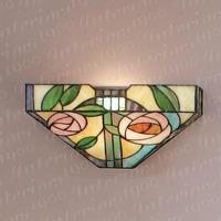 Interiors 1900 64389 Willow Tiffany 1 Light Wall Light With Mackintosh Style Rose In Subtle Colours