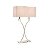 Interiors 1900 63748 Vienna 2 Light Table Lamp In Polished Nickel With Beige Shade