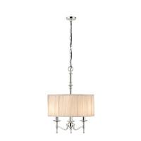 Interiors 1900 63636 Stanford Nickel 3 Light Ceiling Pendant With 1 Beige Shade