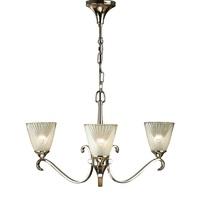 Interiors 1900 63440 Columbia 3 Light Ceiling Pendant In Nickel With Deco Style Glass Shades