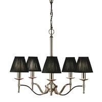 Interiors 1900 63637 Stanford 8 Light Ceiling Light In Nickel With Black Shades