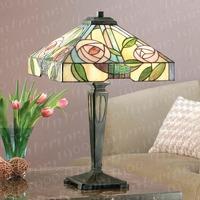 Interiors 1900 64387 Willow Tiffany 2 Light Medium Table Lamp: Height: 530mm With Mackintosh Rose Style