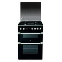 Indesit 60cm Gas Double Oven Black