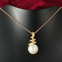 india style real gold plated big pearl necklace