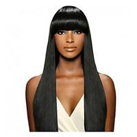 Indian Human Virgin Hair Natural Black Color Lace Front Remy Straight Wig with Bangs