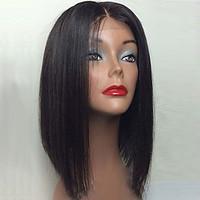 In Stock 12inch Bob Straight Natural Color Brazilian Virgin Hair Lace Front Wig