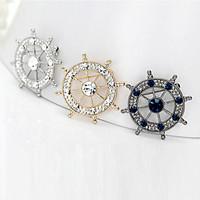 Inlay Diamond Rudder Brooch (1Pc)